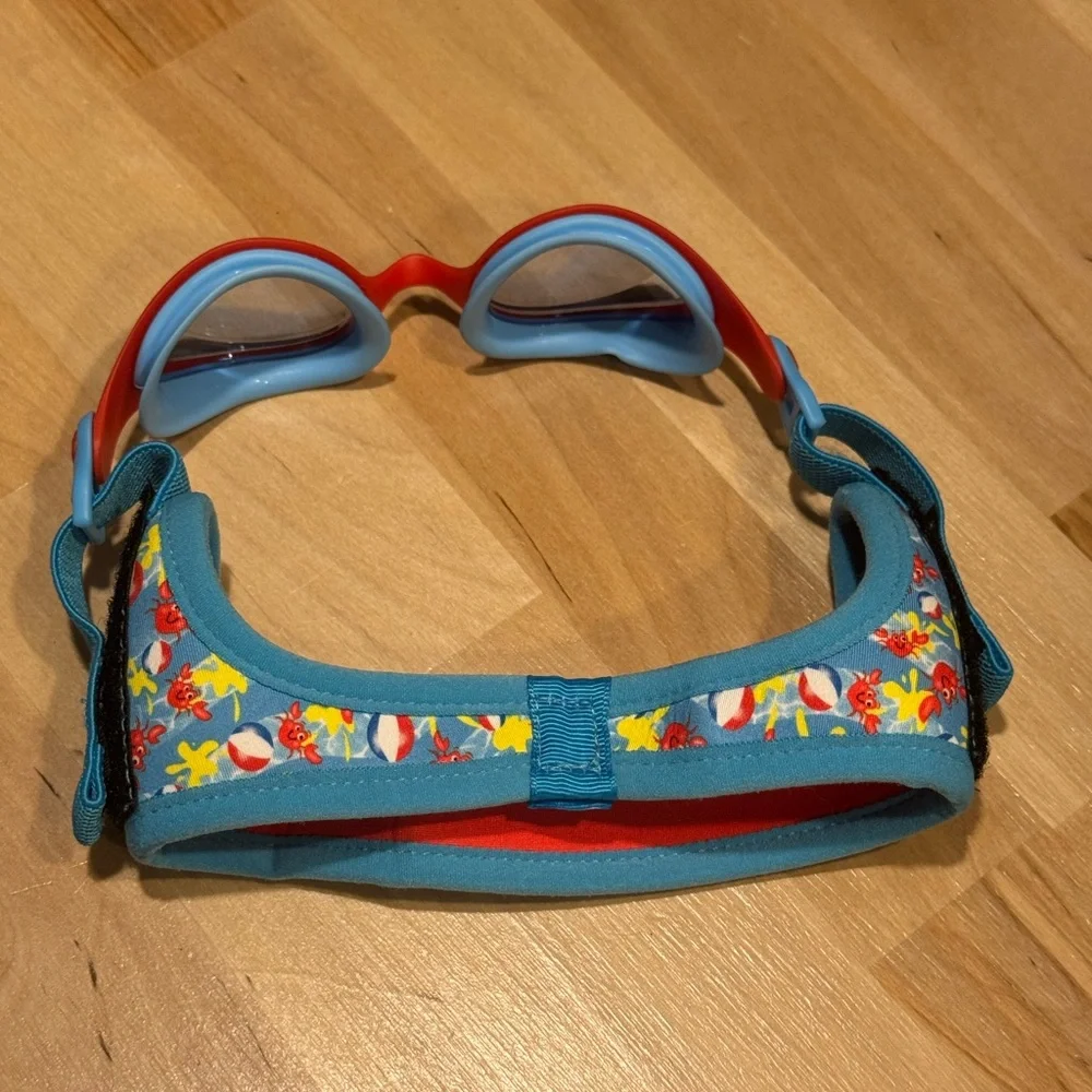 Toddler Swim Goggles with Red and Blue Frame